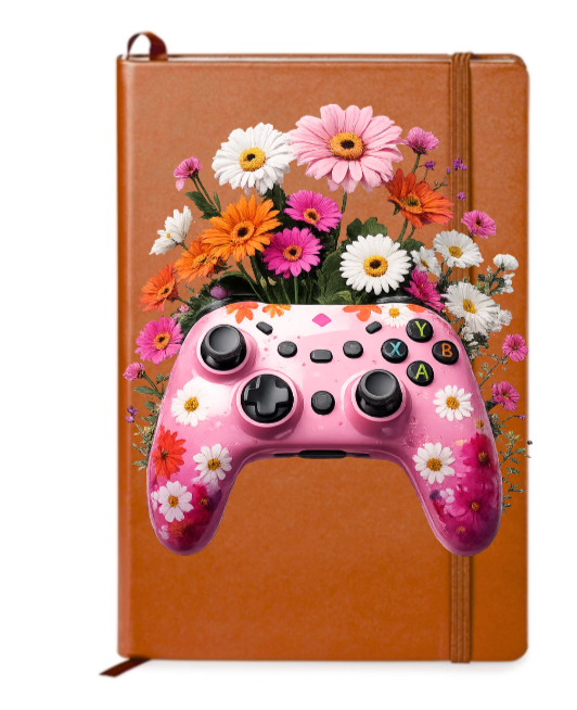 Gamer, Pink , Flowers - Journal UV DTF DECAL
