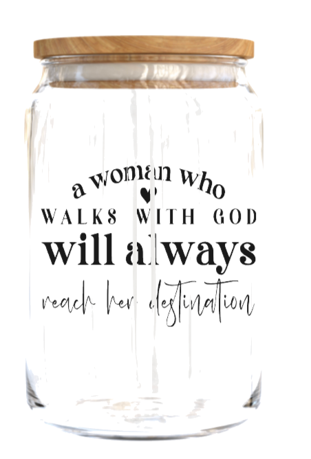 A woman who walks with god will always reach her destination- Journal UV DTF DECAL