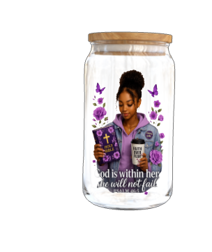God is within her she will not fail (Black women with bun) -UV DTF
