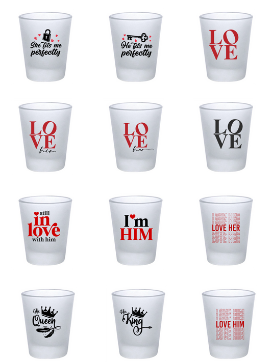 Couple Valentine’s Day - 12 decals -Shot glasses or keychain