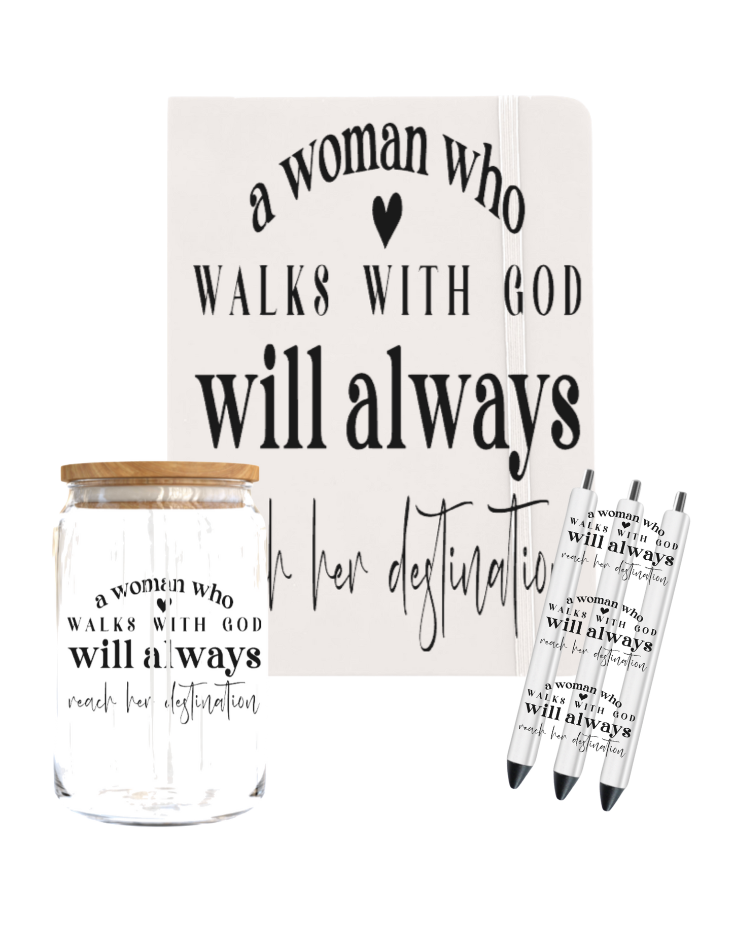 A woman who walks with god will always reach her destination- Journal UV DTF DECAL