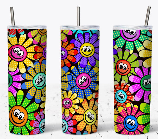 Flower neon colors - 20oz Skinny Tumbler