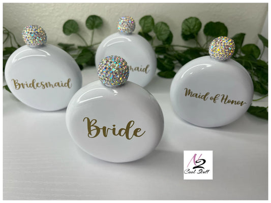 Personalized Bridesmaid Flasks With Rhinestone Top