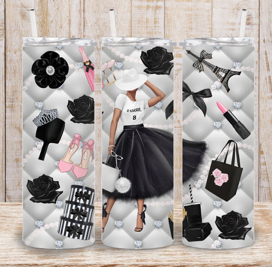 Fashion (Black & White)-20oz Skinny Tumbler
