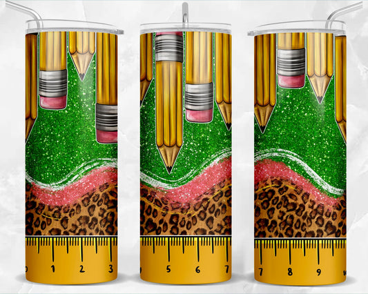 Teacher life with pencils20oz Skinny Tumbler Sublimation