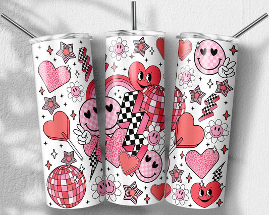 Retro Valentine's Day, Groovy Smile   -20oz Skinny Tumbler