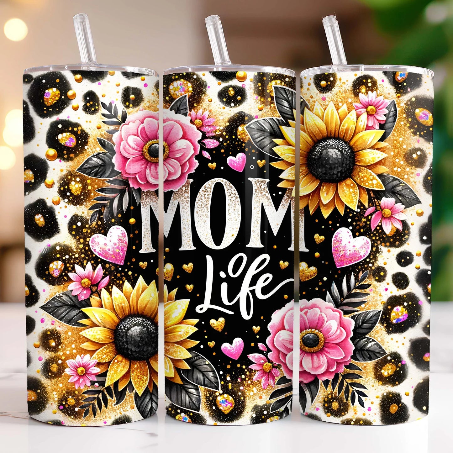 Mom life sunflowers-Tumbler Wrap -20oz Skinny Tumbler