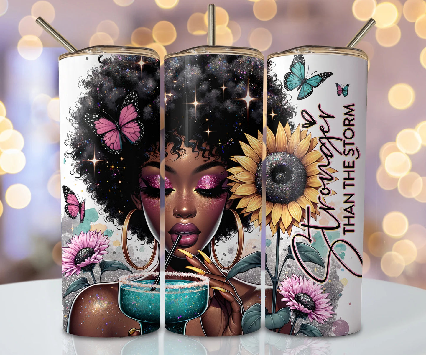 Stonger than the storm -20oz Skinny Tumbler