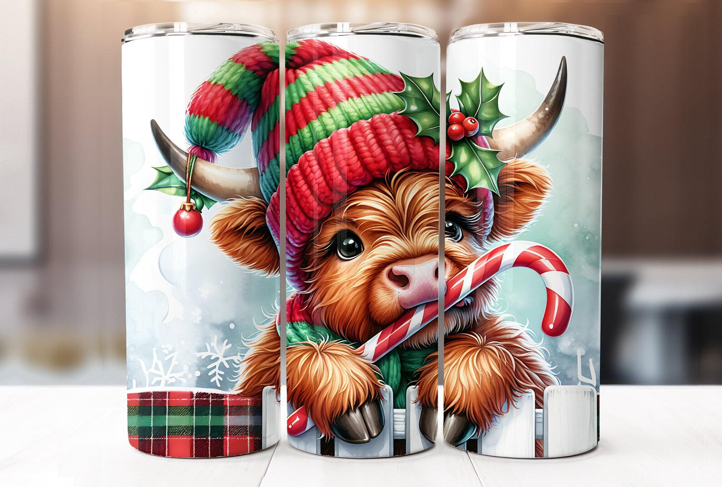 Highland Cow Christmas - 20oz Skinny Tumbler