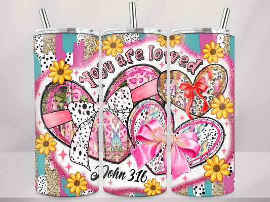 You are loved john 3:16-20oz Skinny Tumbler