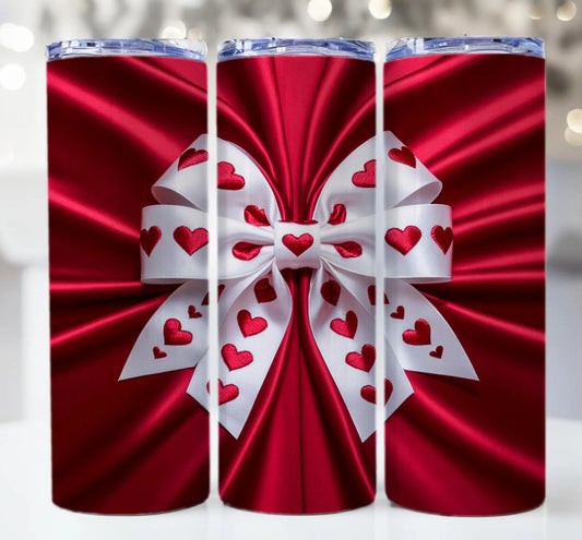 Bow Valentine'sTumbler Wrap -20oz Skinny Tumbler