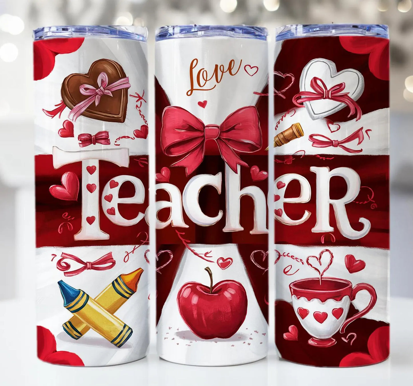 Teacher Valentine'sTumbler Wrap -20oz Skinny Tumbler