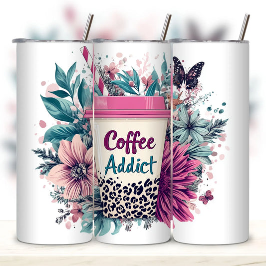 Coffee Addict -20oz Skinny Tumbler