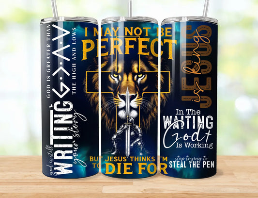 Lion of Judah I may not be perfect  -20oz Skinny Tumbler