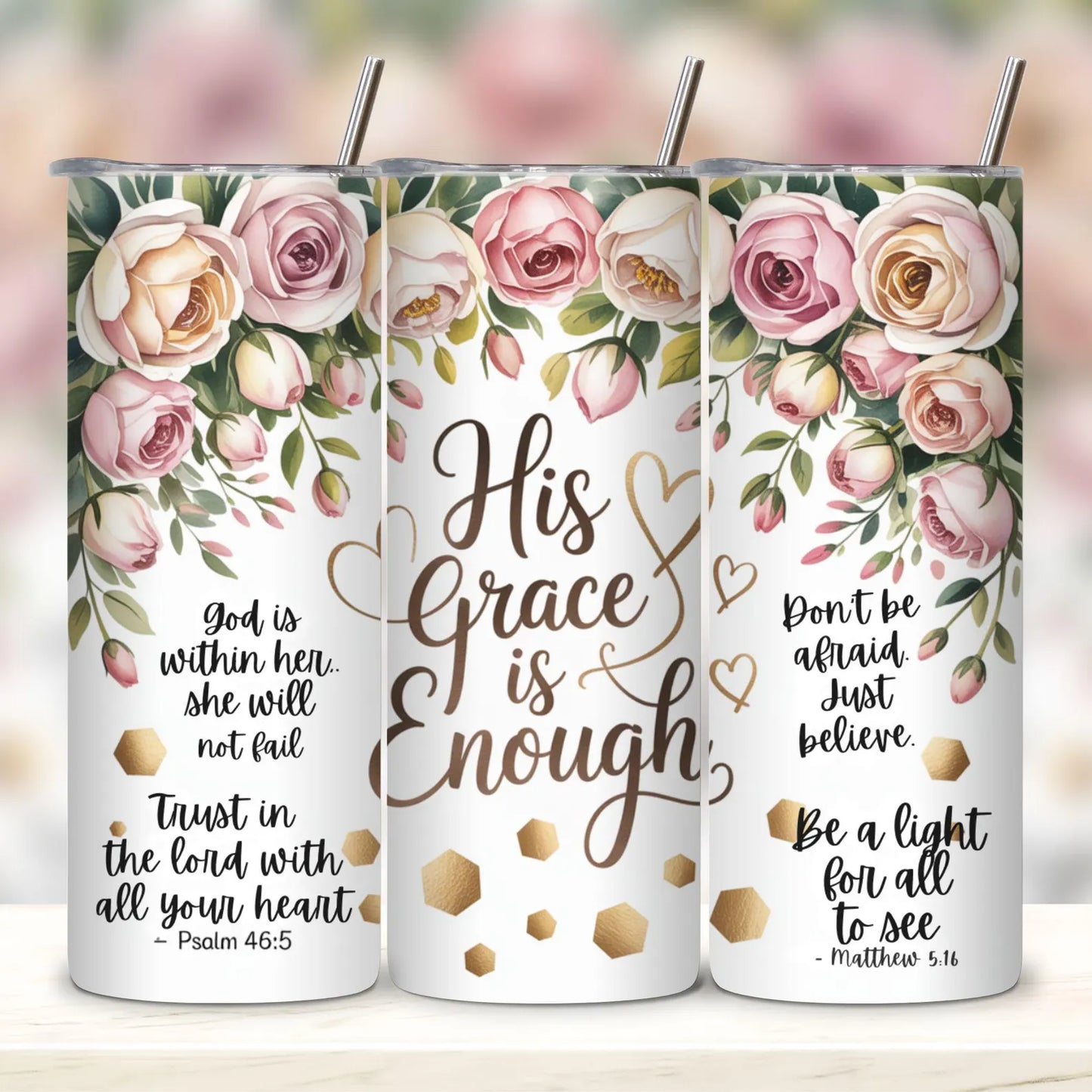 His Grace is Enough-Tumbler Wrap -20oz Skinny Tumbler