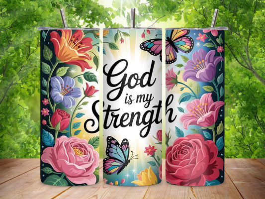 God Strength 20oz Skinny Tumbler