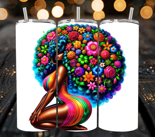 Large afro (Colorful) -20oz Skinny Tumbler