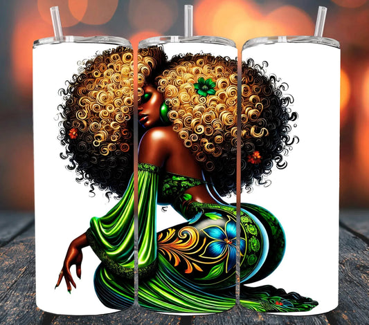 Black woman Floral-20oz Skinny Tumbler