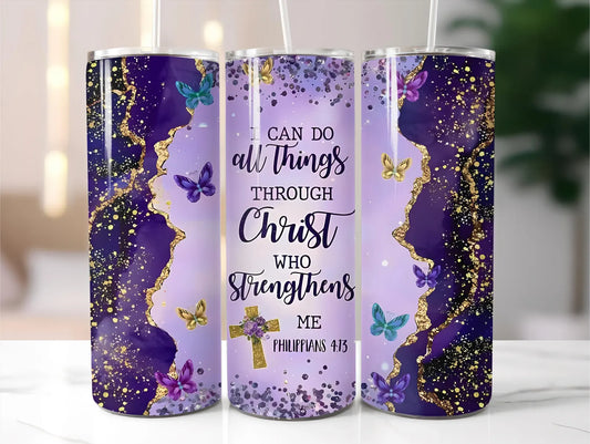 I can do all things Tumbler Wrap -20oz Skinny Tumbler