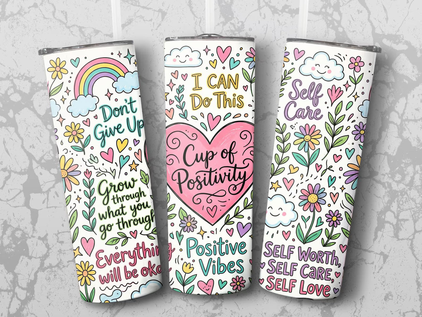 Cup of positivity -20oz Skinny Tumbler