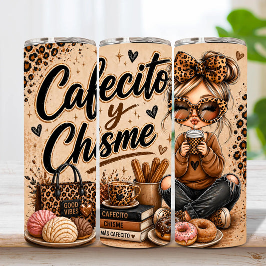 Cafecito y Chisme-20oz Skinny Tumbler