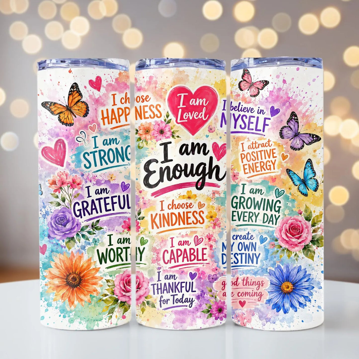 I am Enough Affirmations-20oz Skinny Tumbler