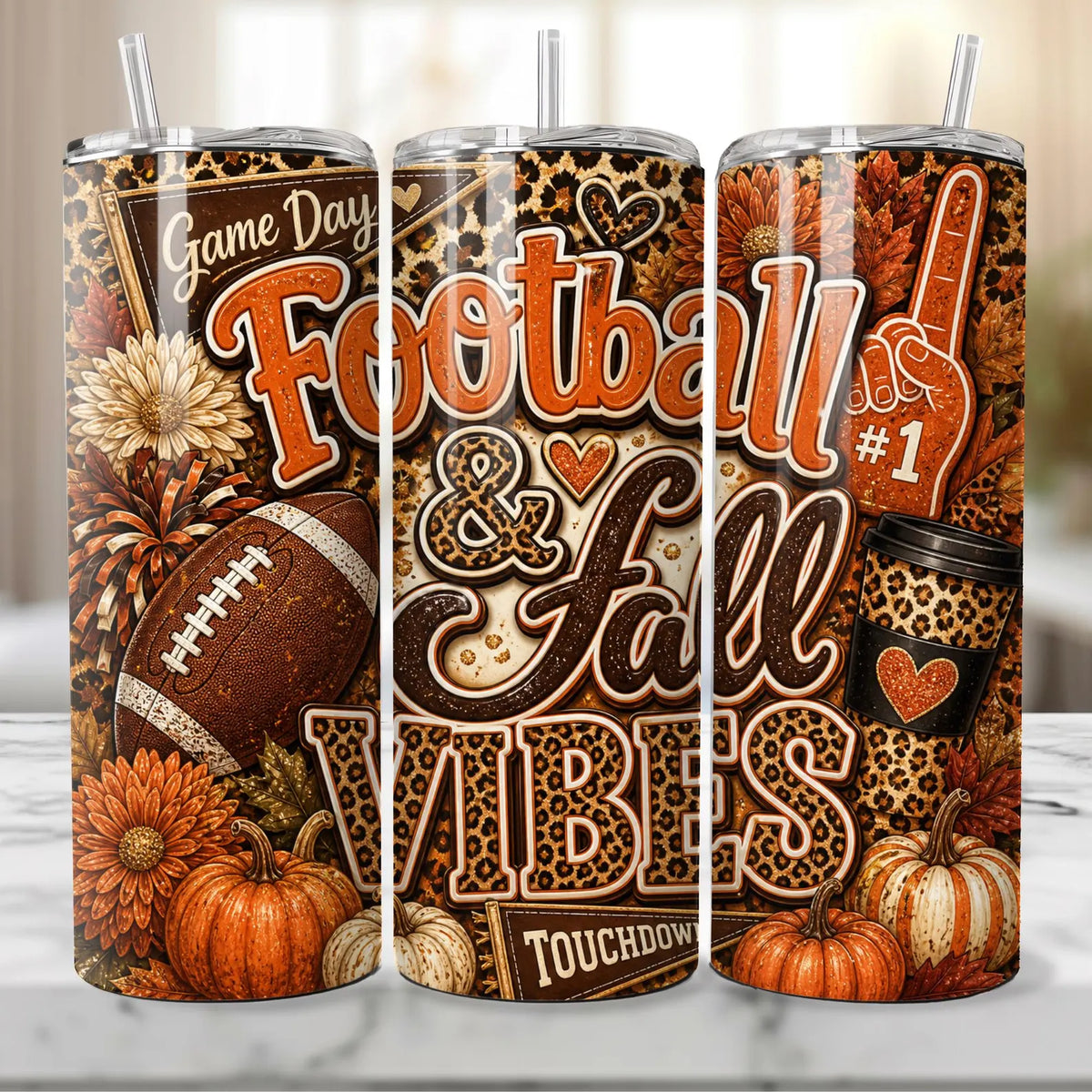 Football & Fall Vibes-20oz Skinny Tumbler