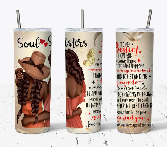 Soul Sisters Tumbler Wrap,   -20oz Skinny Tumbler