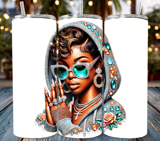 Black woman glasses -20oz  SUB transfer